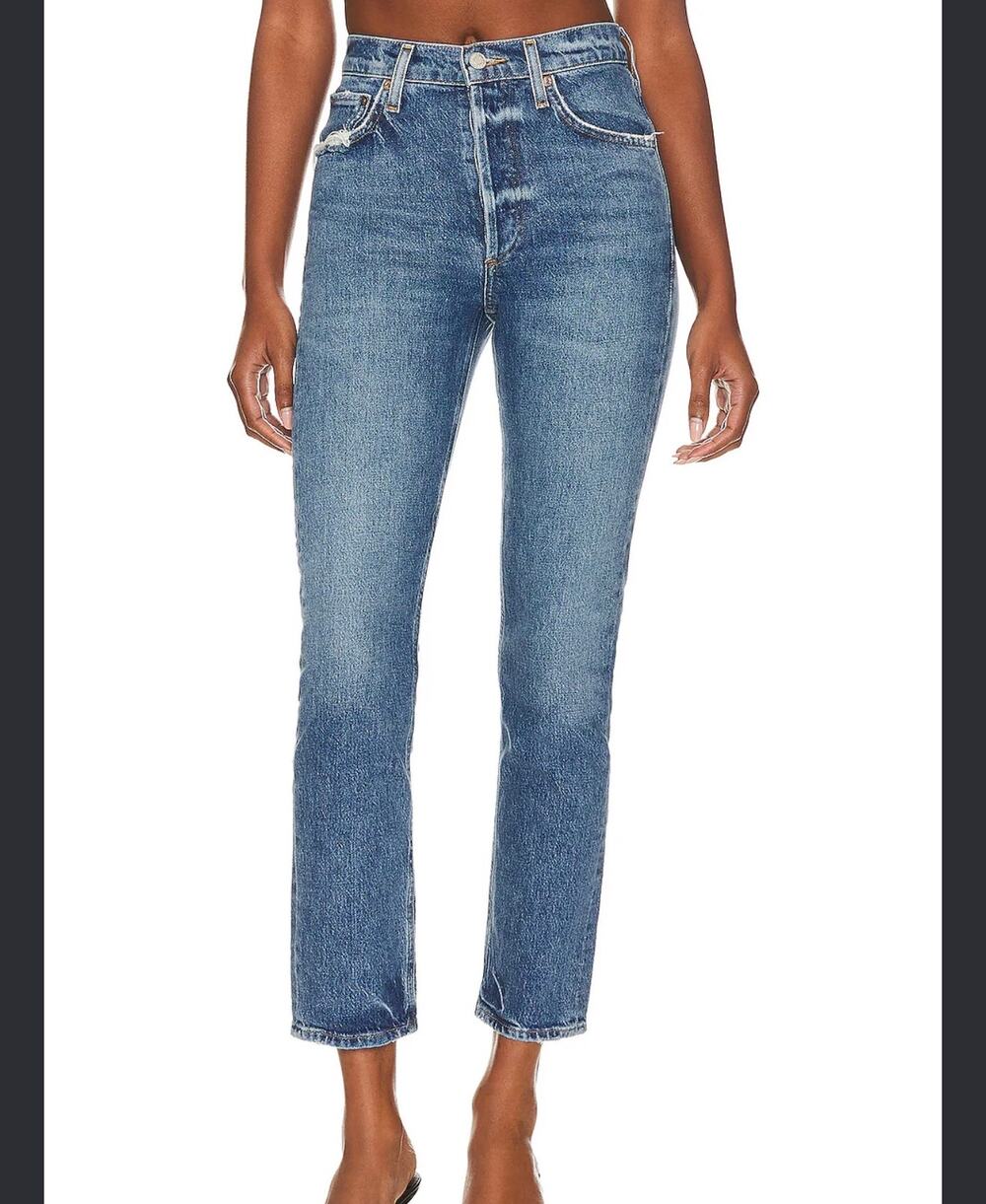 AGOLDE Riley High Rise Straight Crop Jeans size 27 frayed bottoms